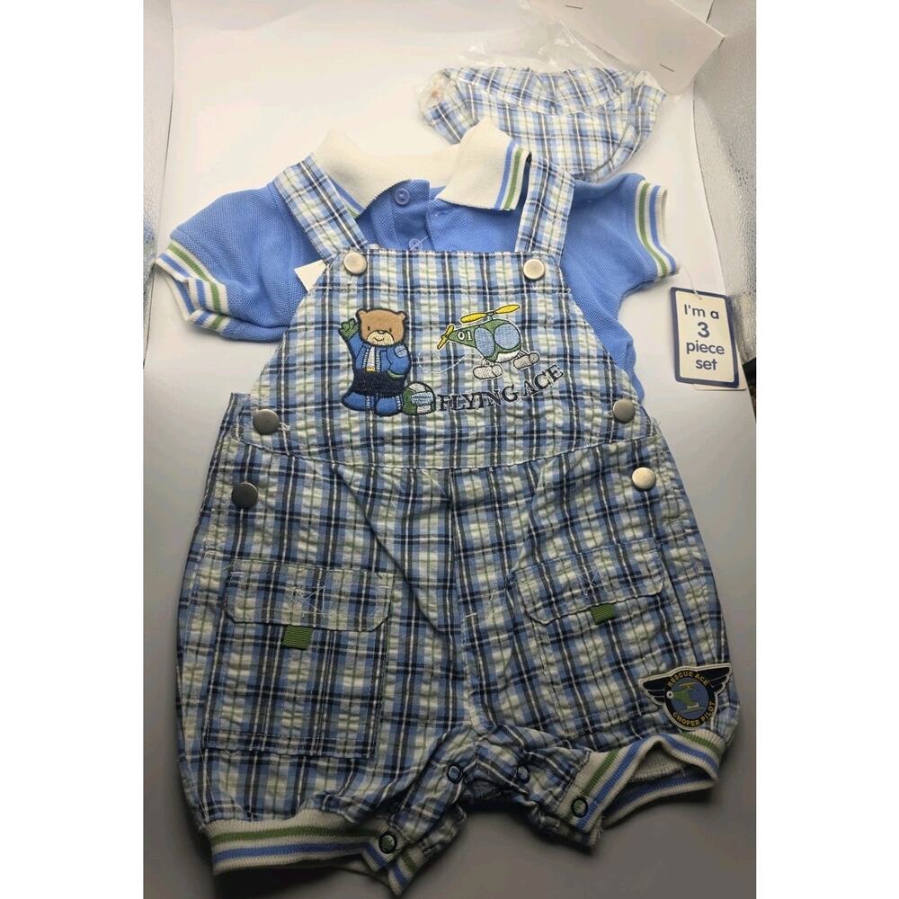 Vintage Sunshine Baby 3 Piece Flying Ace Outfit 6-9M NEW